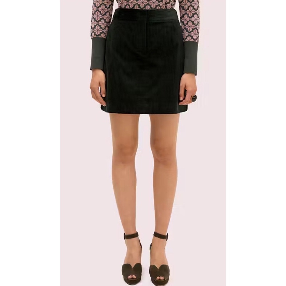 KATE SPADE NEW YORK Dark Forest Green Corduroy Mini Skirt Women's Size 0 New